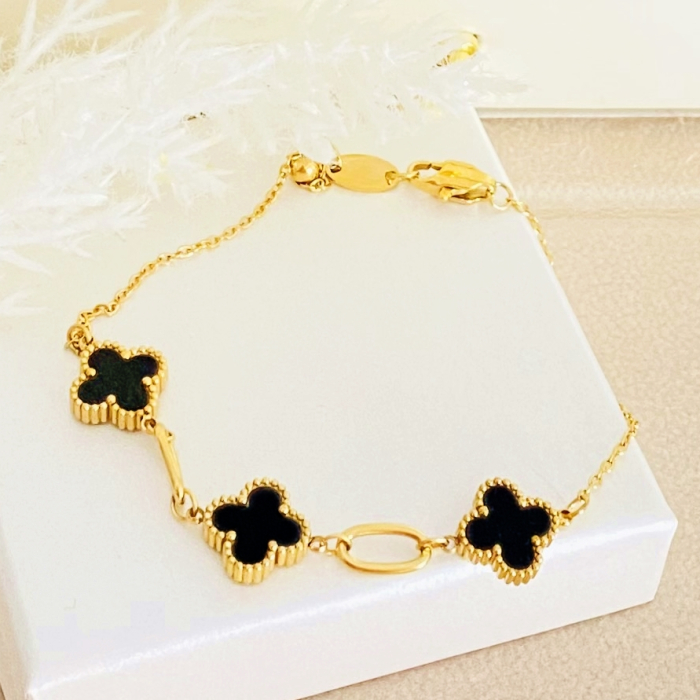 Bratara Trifoi Negru Otel Inoxidabil, Bijuterii Inox, Bratari Dama [3]