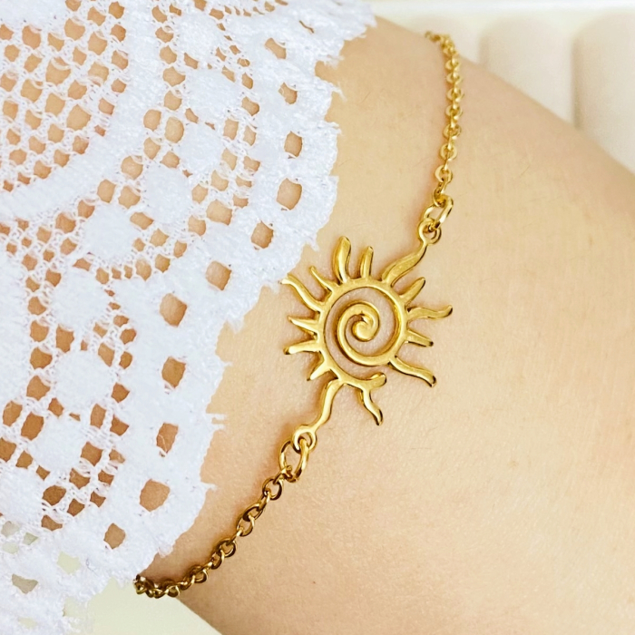 Bratara Soare Auriu Otel Inoxidabil, Bijuterii Inox, Bratari Dama [6]