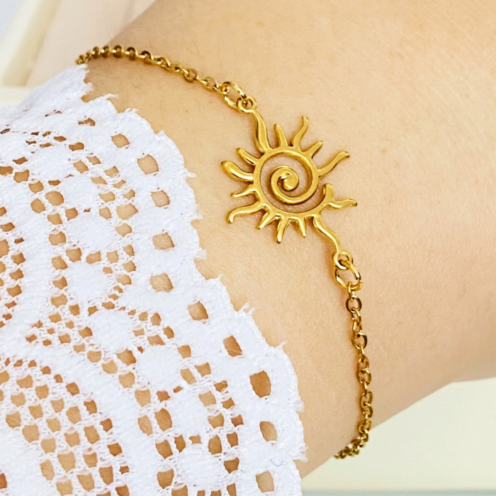 Bratara Soare Auriu Otel Inoxidabil, Bijuterii Inox, Bratari Dama [5]