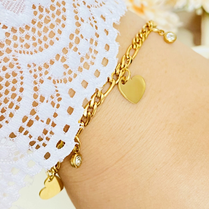 Bratara Inimoare Aurii Otel Inoxidabil, Bijuterii Inox, Bratari Dama [7]