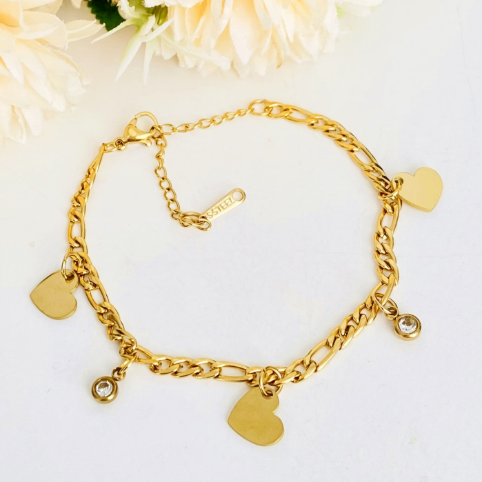 Bratara Inimoare Aurii Otel Inoxidabil, Bijuterii Inox, Bratari Dama [4]