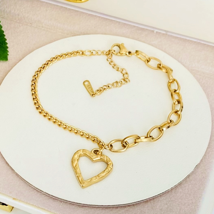 Bratara Inima Aurie Otel Inoxidabil, Bijuterii Inox, Bratari Dama [5]