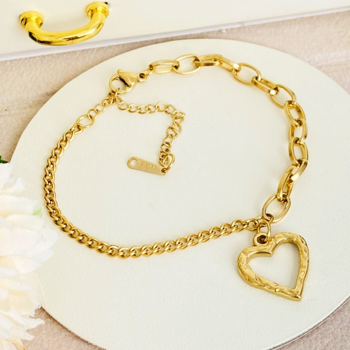 Bratara Inima Aurie Otel Inoxidabil, Bijuterii Inox, Bratari Dama [7]