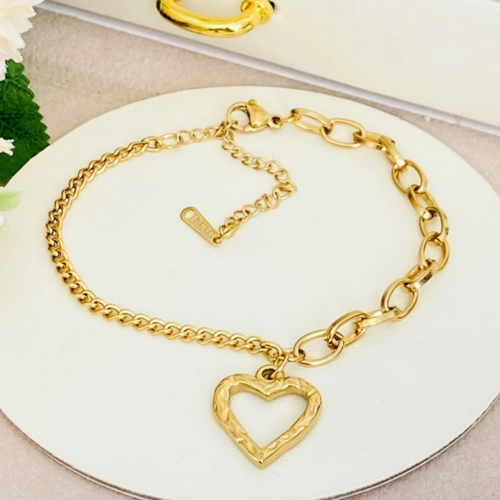 Bratara Inima Aurie Otel Inoxidabil, Bijuterii Inox, Bratari Dama [3]