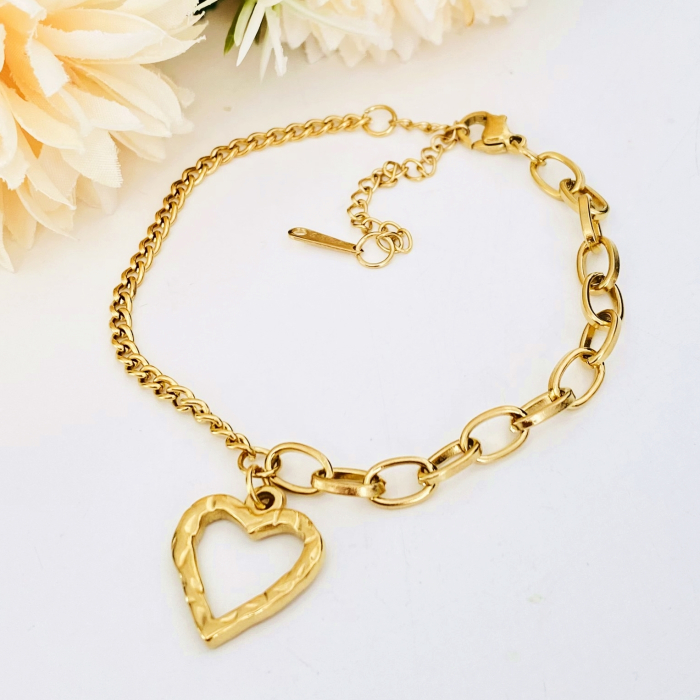 Bratara Inima Aurie Otel Inoxidabil, Bijuterii Inox, Bratari Dama [6]