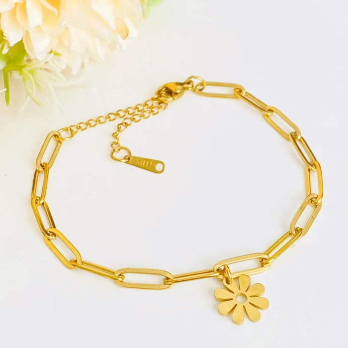 Bratara Floare Aurie Otel Inoxidabil, Bijuterii Inox, Bratari Dama [1]