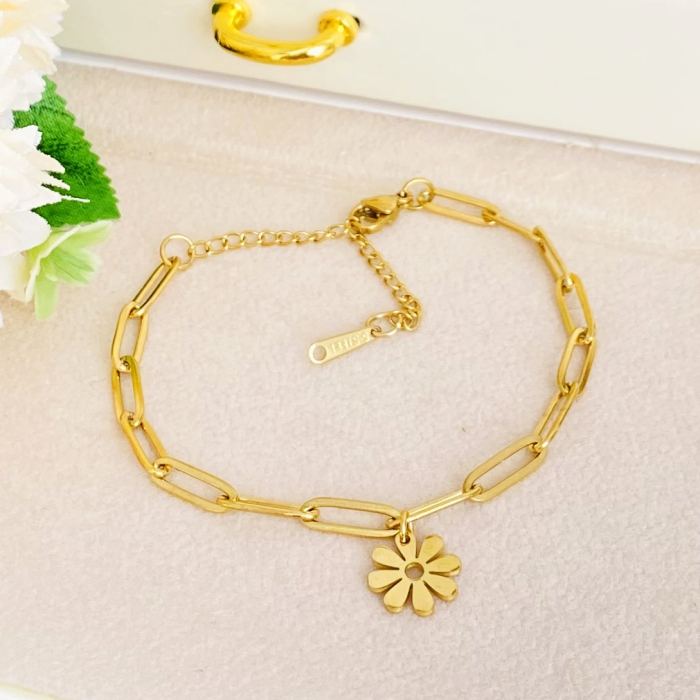Bratara Floare Aurie Otel Inoxidabil, Bijuterii Inox, Bratari Dama [3]