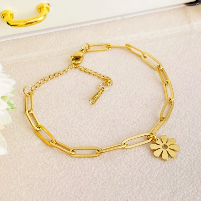 Bratara Floare Aurie Otel Inoxidabil, Bijuterii Inox, Bratari Dama [6]
