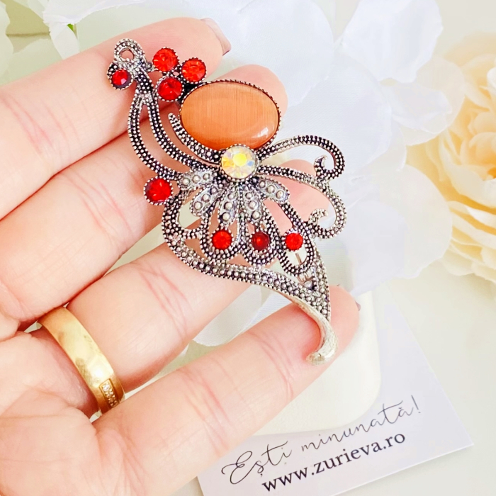 Brosa Argintie - Portocaliu, Brose Dama, Brose Elegante [2]