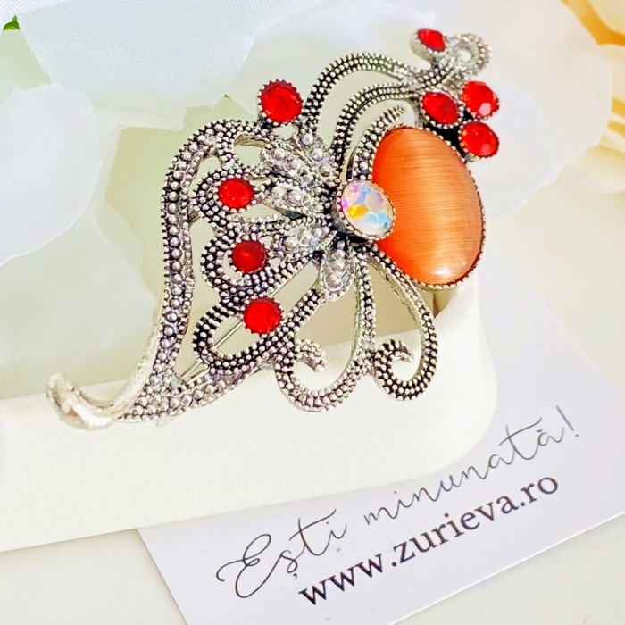 Brosa Argintie - Portocaliu, Brose Dama, Brose Elegante [3]