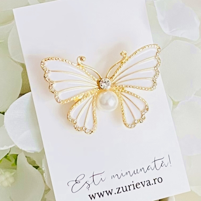 Brosa Fluture Alb, Brose Dama, Brose Elegante [2]