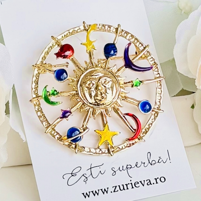 Brosa Universul Colorat, Brosa Dama Femei, Brose Statement [5]