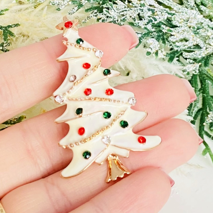 Brosa Brad Craciun Alb - Craciun, Brosa Statement, Brose Femei [3]