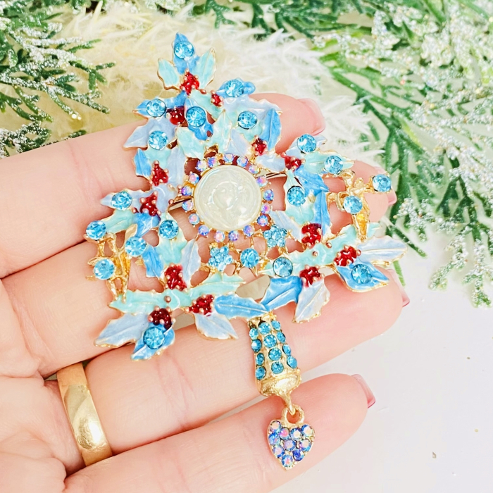 Brosa Brad Craciun Albastru, Brosa Statement, Brose Femei [2]