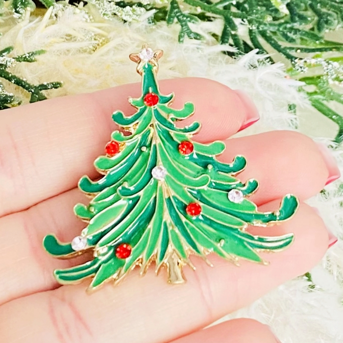 Brosa Brad Craciun Verde - Craciun, Brosa Statement, Brose Femei [2]