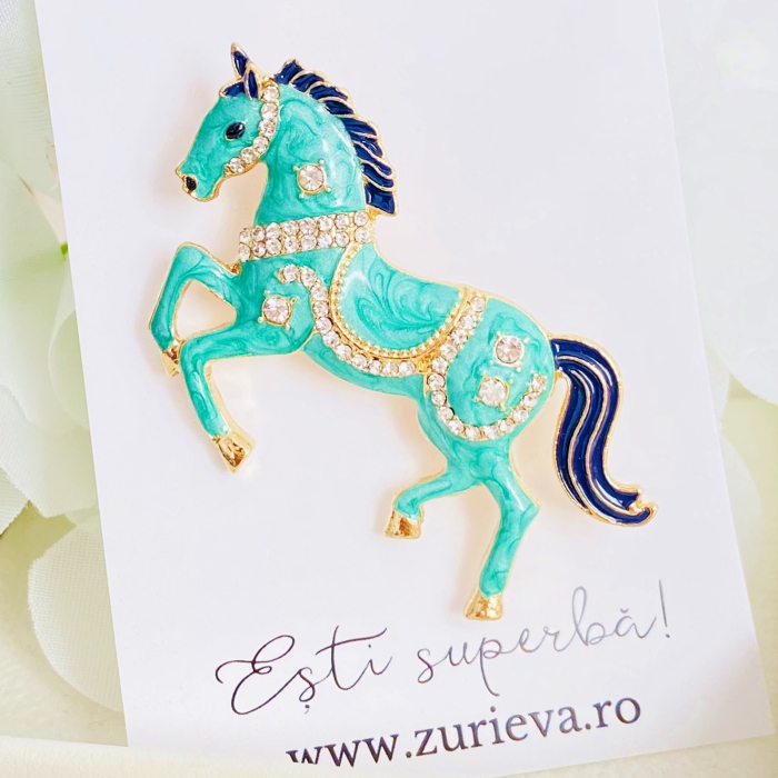 Brosa Cal Email Turcoaz, Brosa Dama Femei [6]