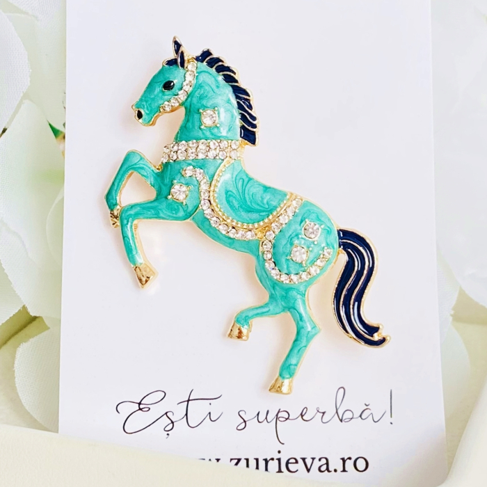 Brosa Cal Email Turcoaz, Brosa Dama Femei [4]