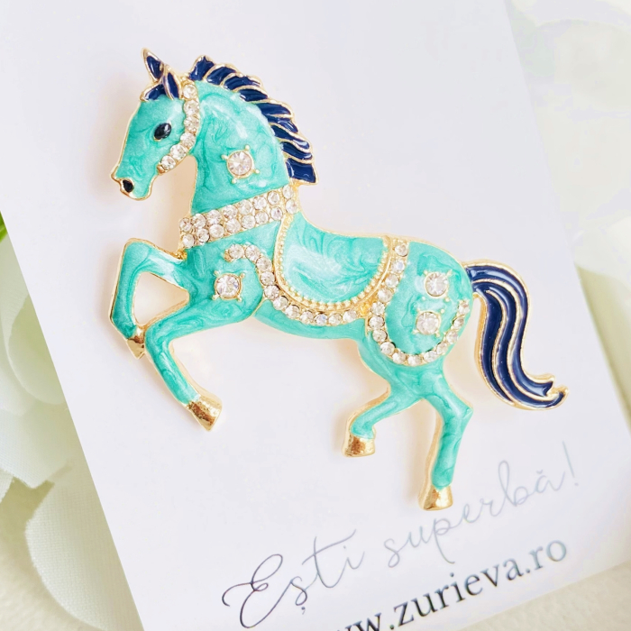 Brosa Cal Email Turcoaz, Brosa Dama Femei [9]