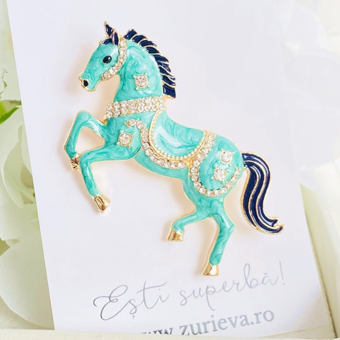 Brosa Cal Email Turcoaz, Brosa Dama Femei [7]