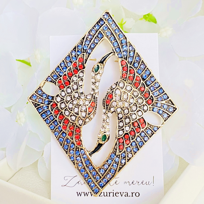 Brosa Romb Cocori Cristale, Brosa Dama Femei [7]