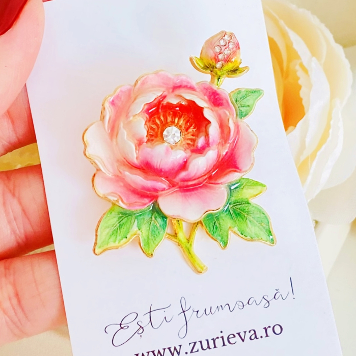Brosa Bujor cu Cristale, Brose Dama, Brose Flori [4]