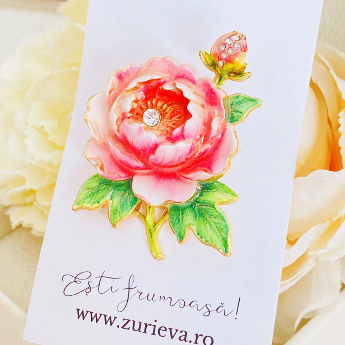 Brosa Bujor cu Cristale, Brose Dama, Brose Flori [3]