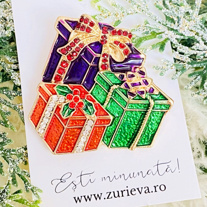 Brosa Cadouri Colorate Craciun, Brosa Statement, Brose Femei [3]