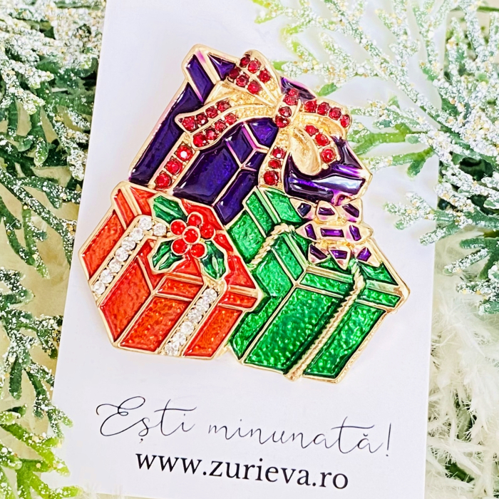 Brosa Cadouri Colorate Craciun, Brosa Statement, Brose Femei [7]