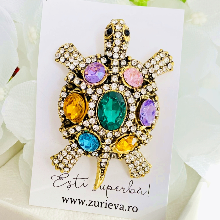 Brosa Broasca Testoasa Cristale, Brosa Dama Femei [9]