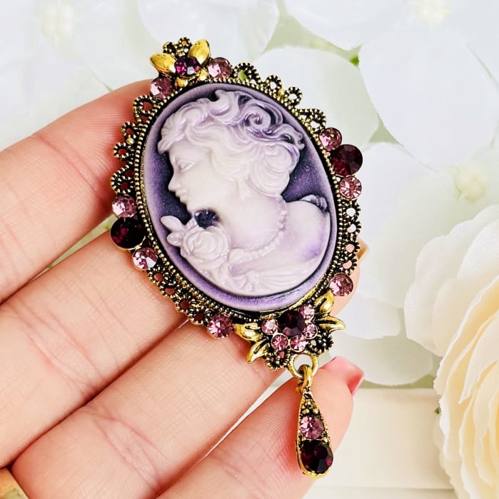 Brosa Camee Mov, Brosa Dama Femei [7]