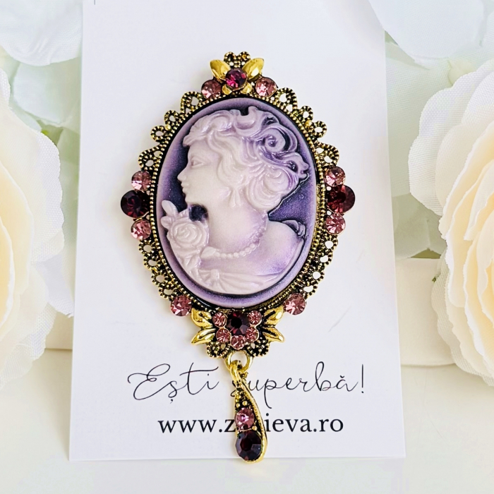 Brosa Camee Mov, Brosa Dama Femei [5]