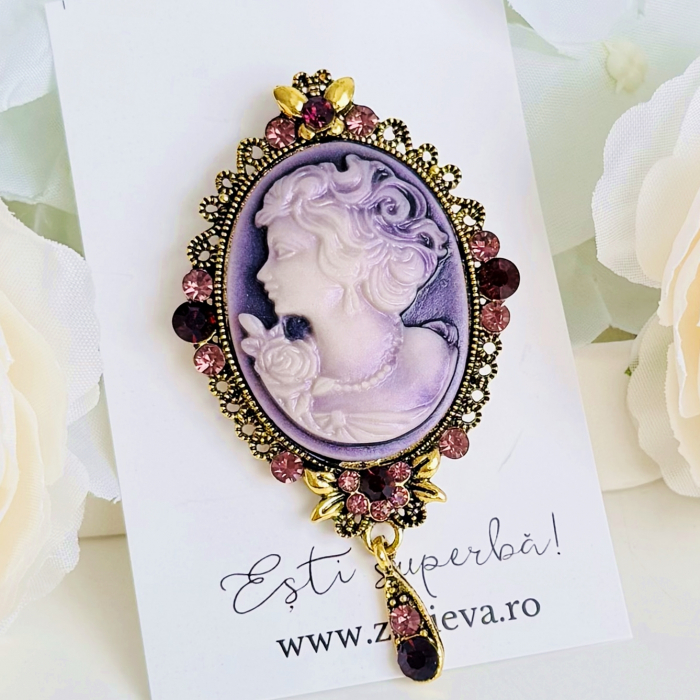 Brosa Camee Mov, Brosa Dama Femei [2]