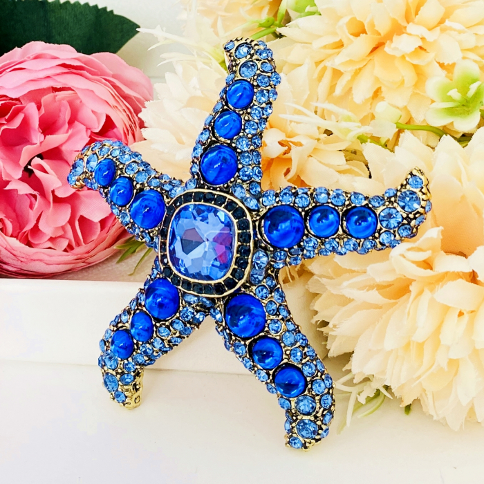 Brosa Stea Mare Albastra XL, Brosa Statement, Brose Femei [5]