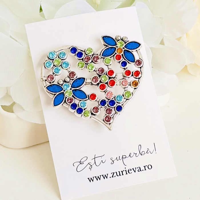 Brosa Inima Multicolora, Brosa Statement, Brose Femei [2]