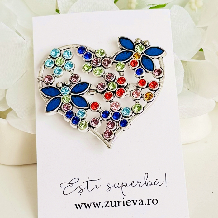 Brosa Inima Multicolora, Brosa Statement, Brose Femei [5]