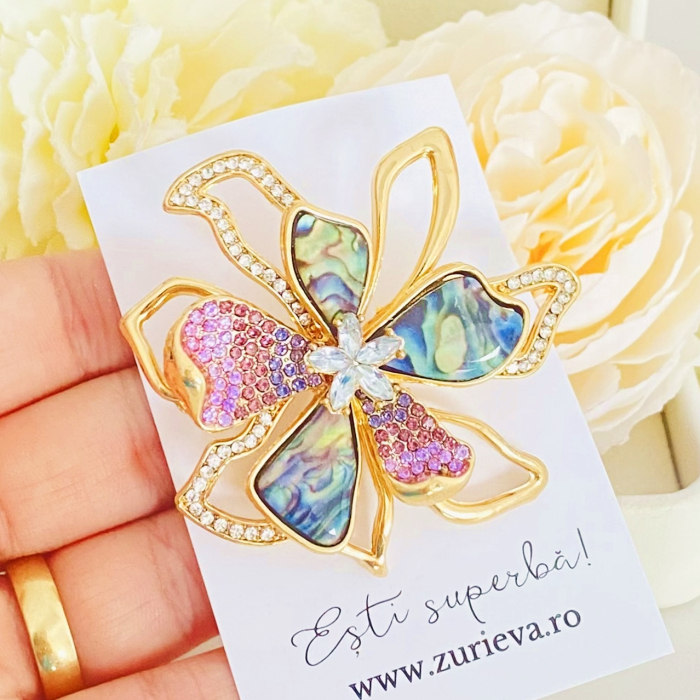 Brosa Floare Mov Albastra, Brose Dama, Brose Elegante [3]