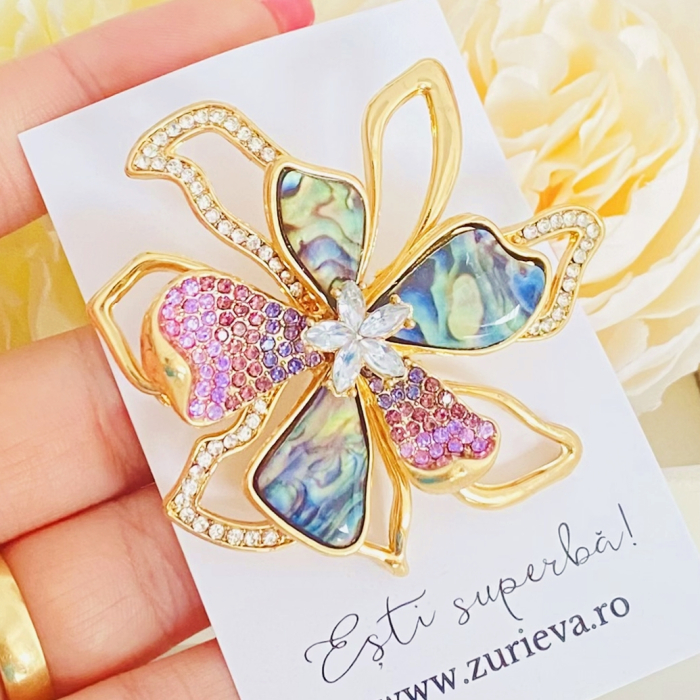 Brosa Floare Mov Albastra, Brose Dama, Brose Elegante [6]