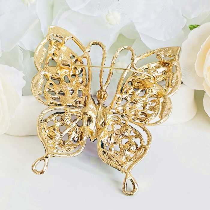 Brosa Statement Fluture Cristale Albastre, Brosa Dama, Brose Elegante [5]