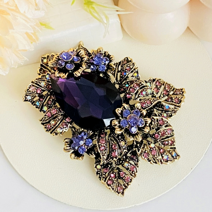 Brosa Statement Cristale Mov, Brosa Dama Femei [5]