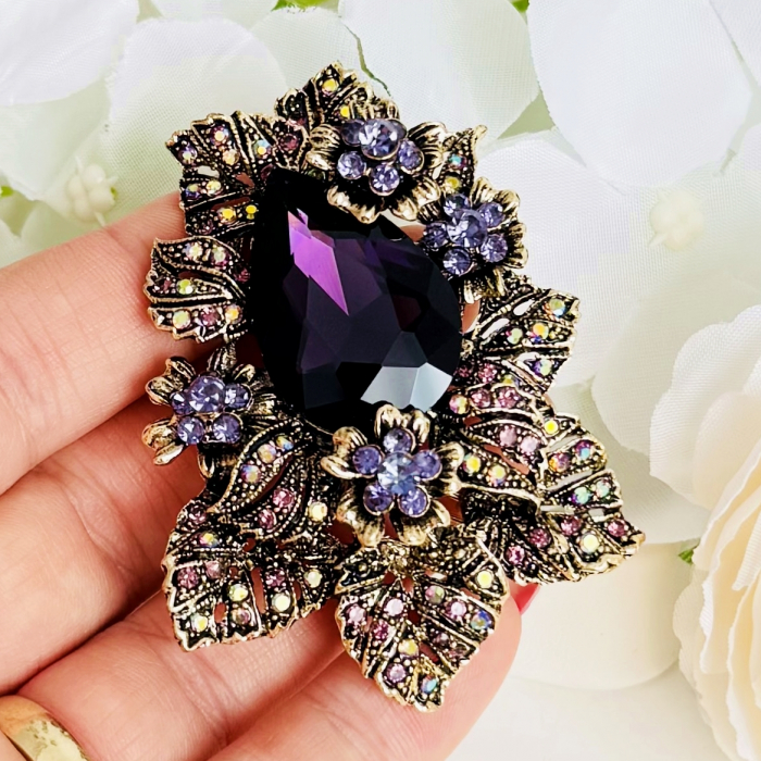 Brosa Statement Cristale Mov, Brosa Dama Femei [2]