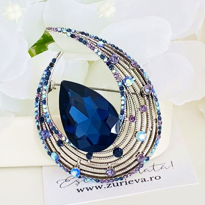 Brosa Argintie & Cristale Albastre, Brose Dama, Brose Elegante [5]