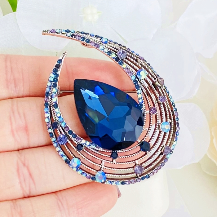 Brosa Argintie & Cristale Albastre, Brose Dama, Brose Elegante [3]
