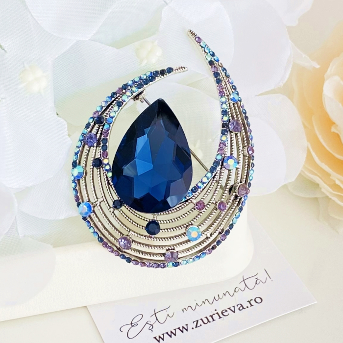 Brosa Argintie & Cristale Albastre, Brose Dama, Brose Elegante [2]