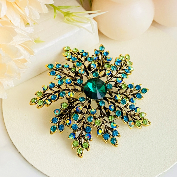 Brosa Statement Cristale Verde Smarald, Brosa Dama Femei [4]