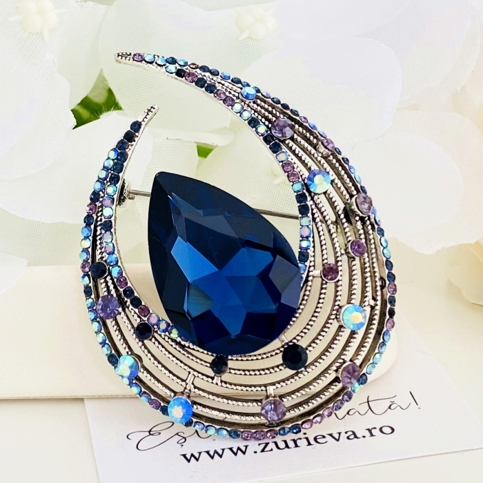 Brosa Argintie & Cristale Albastre, Brose Dama, Brose Elegante [6]