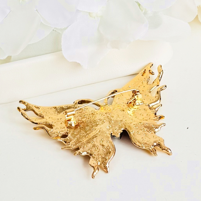 Brosa Fluture Verde Auriu, Brosa Statement, Brose Femei [4]