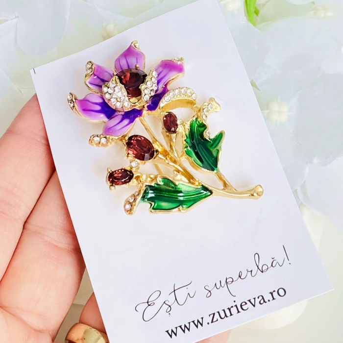 Brosa Floare Mov, Brosa Dama Femei [6]