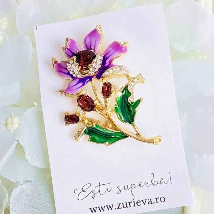 Brosa Floare Mov, Brosa Dama Femei [3]