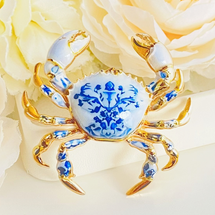 Brosa Crab Alb Albastru, Brose Dama, Brose Mari Elegante [2]