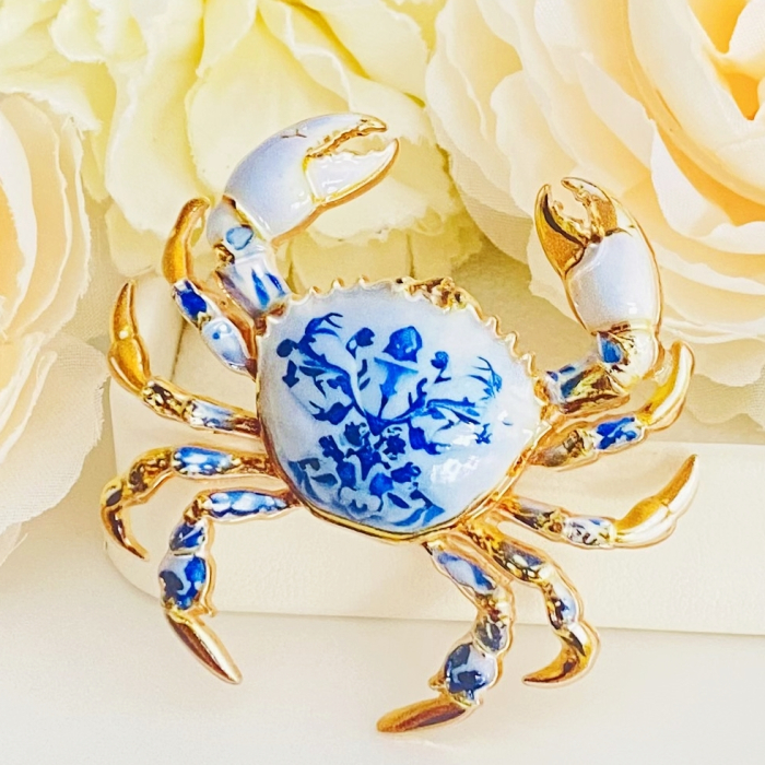 Brosa Crab Alb Albastru, Brose Dama, Brose Mari Elegante [5]
